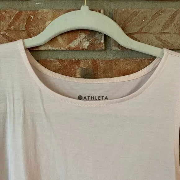 Athleta Essence Mesh Trim Women's Pale Pink XX-Small Sleeveless Tank Top EUC - Picture 6 of 11